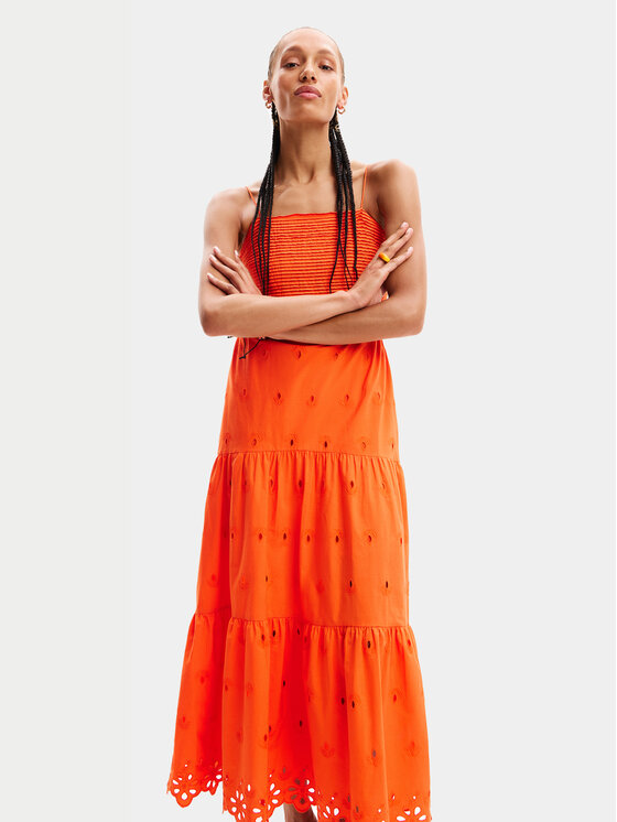 Desigual Sukienka letnia Malver 24SWVW12 Pomarańczowy Regular Fit