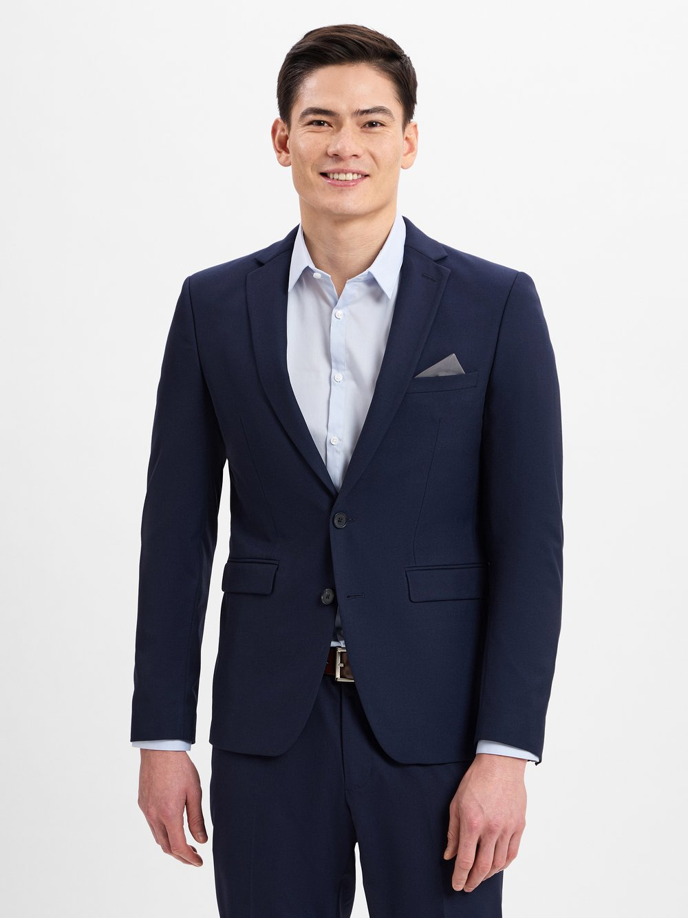 Finshley & Harding Męska marynarka od garnituru modułowego Mężczyźni Slim Fit Sztuczne włókno niebieski, 23