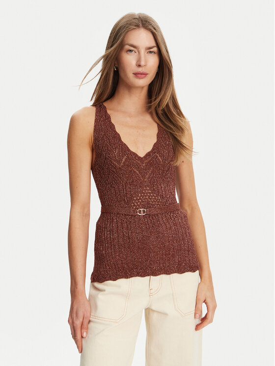 TWINSET Top 251TT3195 Brązowy Slim Fit