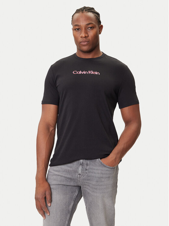 Calvin Klein Jeans T-Shirt Glitched Logo LV04RC858G Czarny Regular Fit