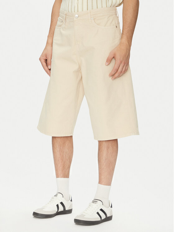 Jack & Jones Szorty jeansowe Owen 12277167 Beżowy Baggy Fit