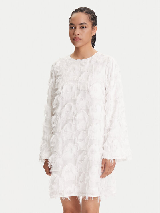 YAS Sukienka koktajlowa 26038226 Biały Loose Fit