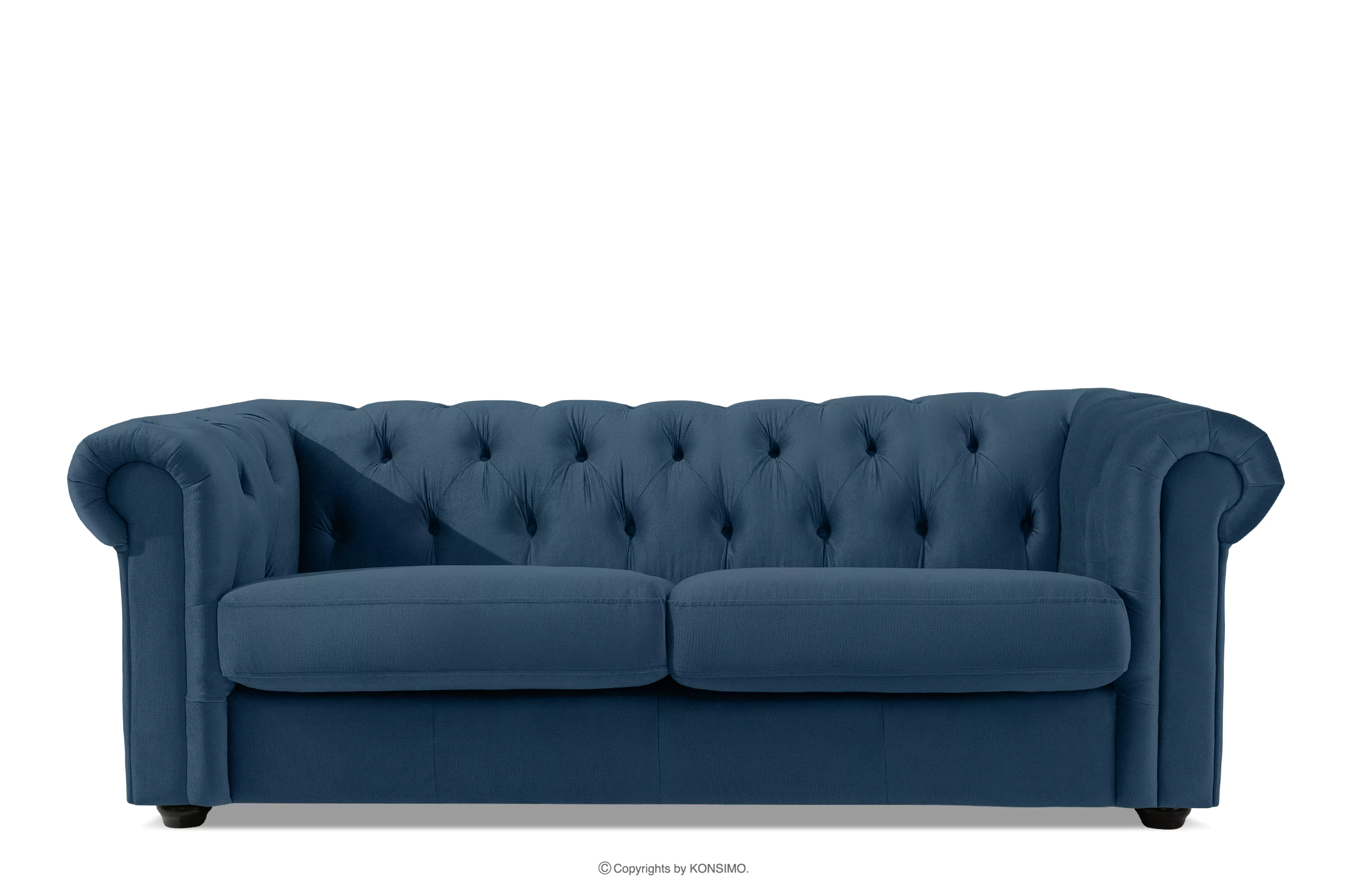 Klasyczna sofa trzyosobowa chesterfield w welurze granatowy GRAVO