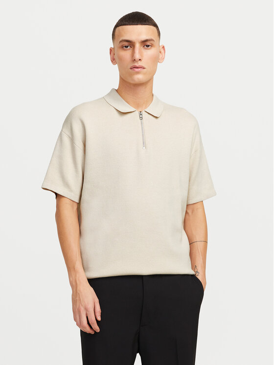Jack & Jones Polo Troy 12269617 Beżowy Relaxed Fit