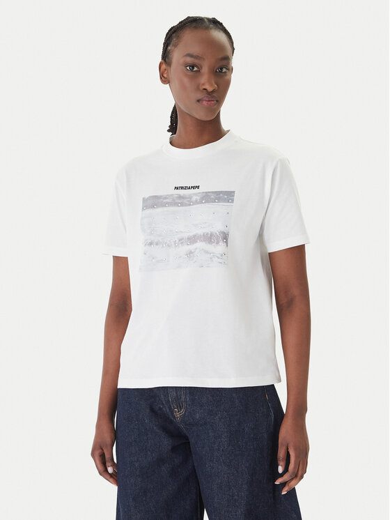Patrizia Pepe T-Shirt 2M4536/J427-W146 Biały Regular Fit