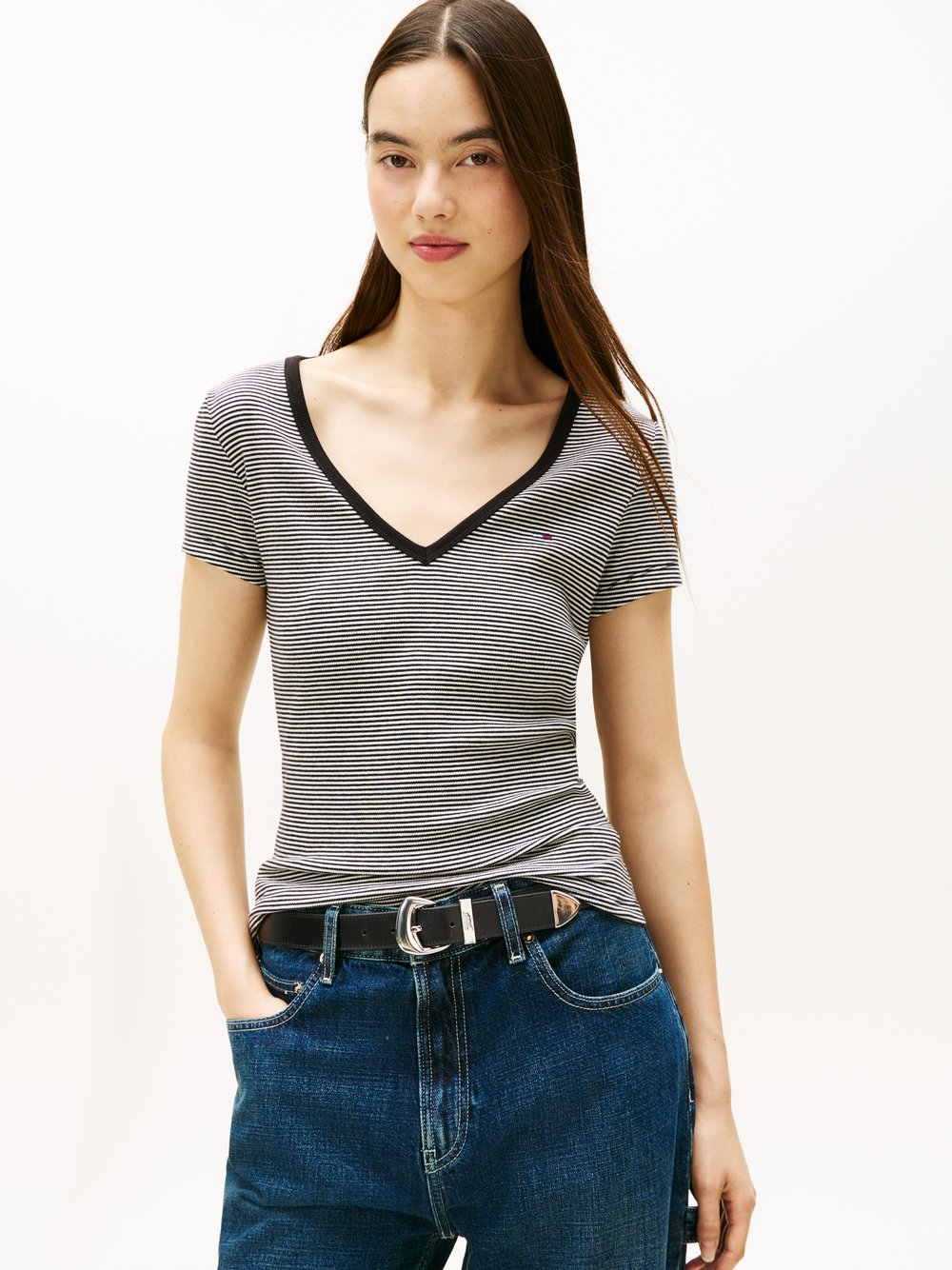 Tommy Jeans Koszulka damska Kobiety Bawełna czarny|biały, XS