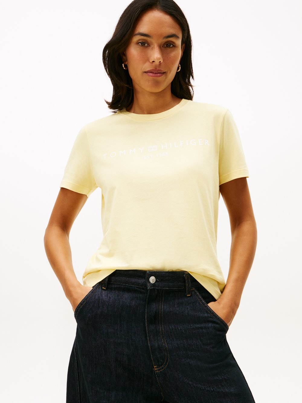 Tommy Hilfiger Koszulka damska Kobiety Bawełna żółty, S