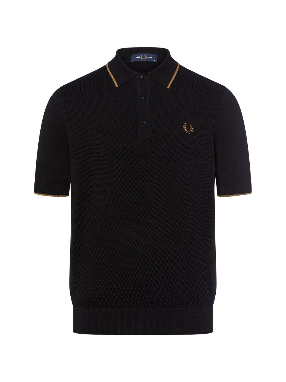 Fred Perry Męska koszula z dzianiny Mężczyźni Bawełna czarny, S