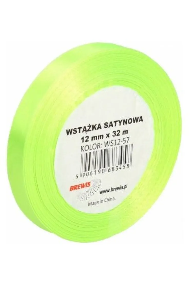 Wstążka satynowa neonowa zielona