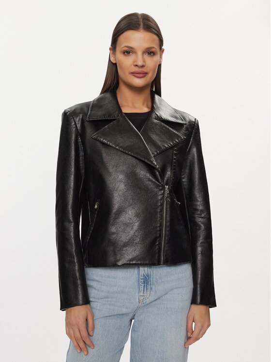 Patrizia Pepe Kurtka z imitacji skóry 8O0101/E044-K103 Czarny Regular Fit