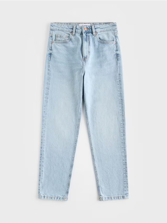 Reserved - Jeansy mom fit slim - niebieski