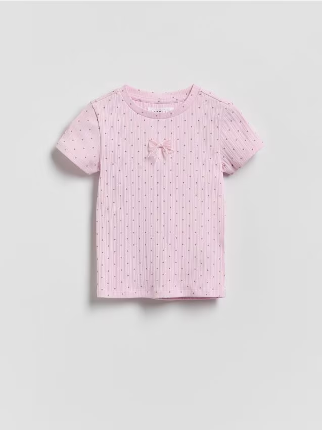 Reserved - T-shirt w kropki - pastelowy róż
