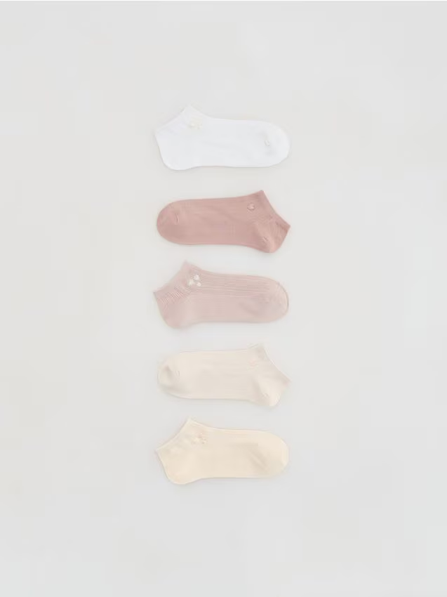 Reserved - 5-pack skarpetek z bawełną - pastelowy róż