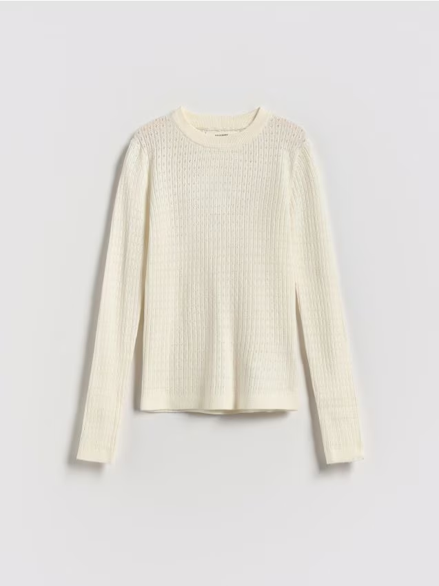 Reserved - Lekki sweter z wiskozą - złamana biel