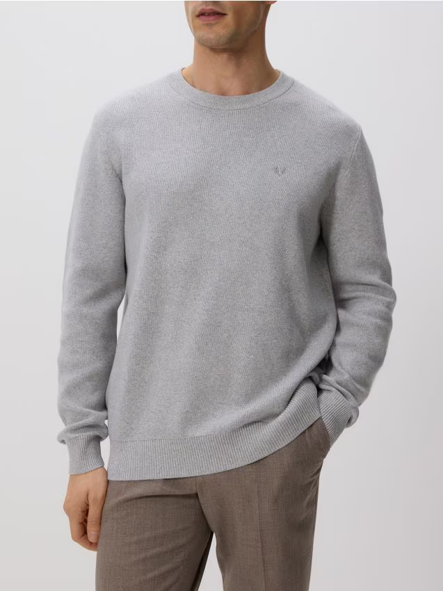 Reserved - Sweter z haftem - jasnoszary