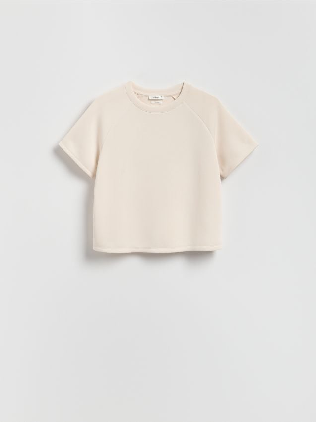 Reserved - T-shirt z modalem - beżowy