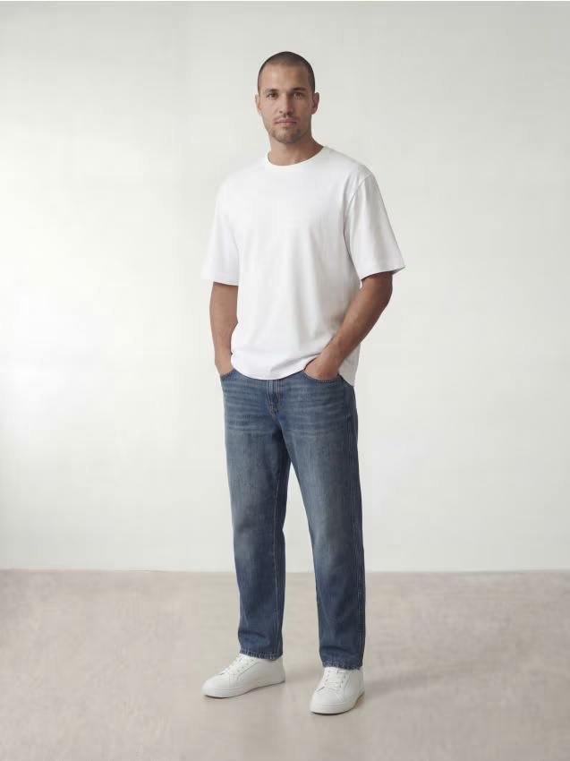 Reserved - Jeansy baggy z efektem sprania - indigo jeans