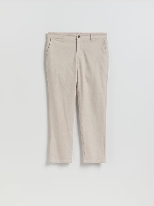 Reserved - Spodnie chino slim z lnem - beżowy