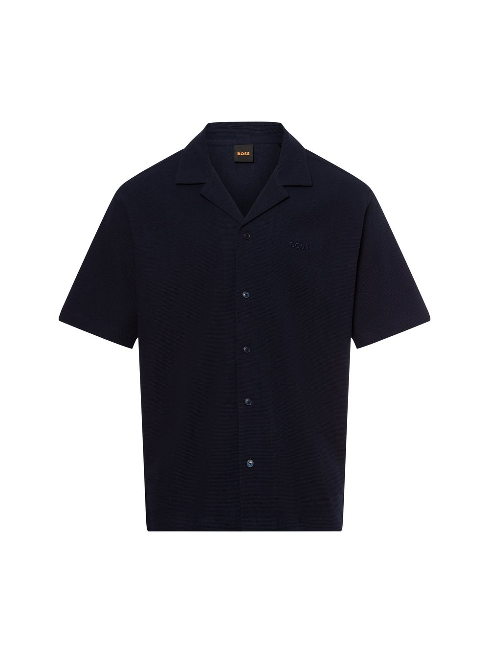 BOSS Orange Męska koszula casual - Pe_waffleshirt Mężczyźni Comfort Fit Bawełna niebieski, L