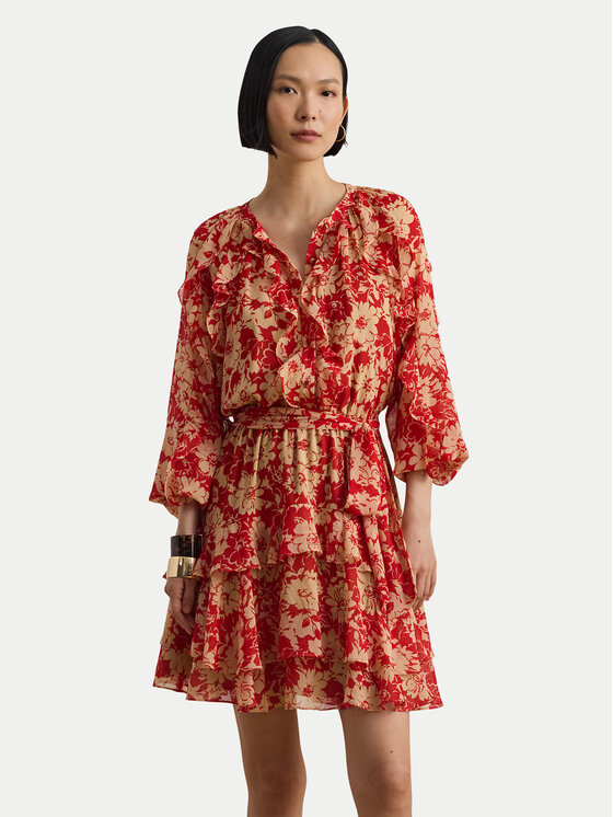 LAUREN RALPH LAUREN Sukienka letnia 200P08669001 Czerwony Regular Fit