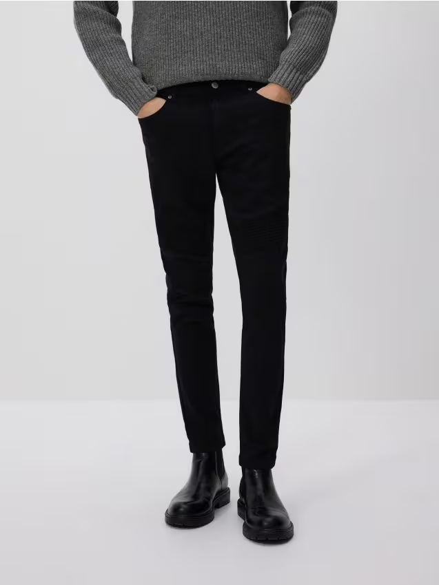 Reserved - Bawełniane spodnie skinny - czarny