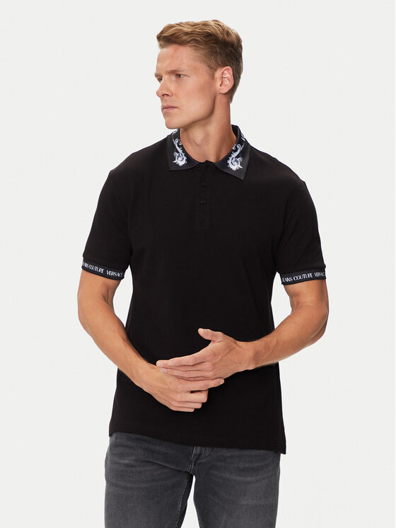 Versace Jeans Couture Polo 76GAGT00 Czarny Regular Fit