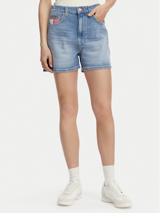 Tommy Jeans Szorty jeansowe Colour-Blocked Coin DW0DW22692 Niebieski jasny Regular Fit