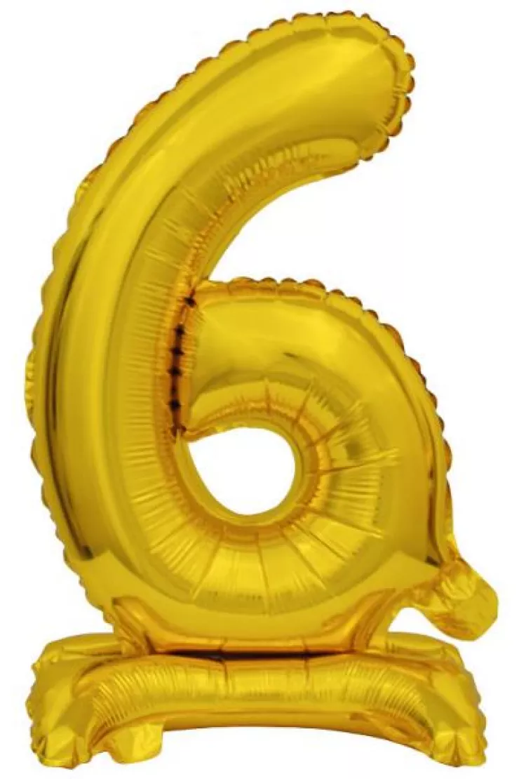 Balon foliowy mini cyfra 6 ze stopką złota