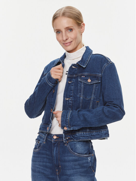 Tommy Jeans Kurtka jeansowa Izzie DW0DW17211 Granatowy Slim Fit