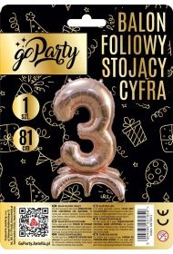 Balon foliowy stojący 3 rose gold