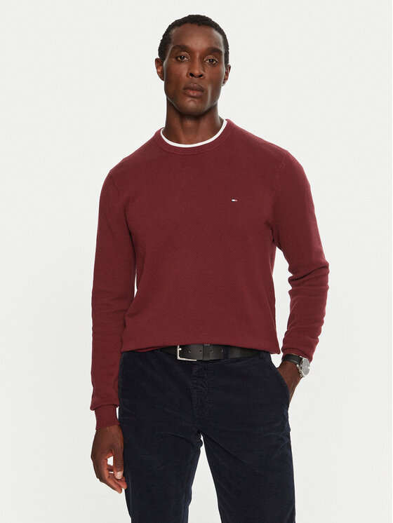 Tommy Hilfiger Sweter MW0MW36347 Bordowy Regular Fit