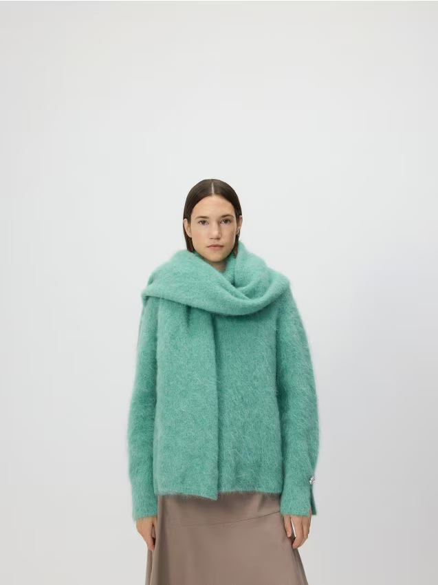 Reserved - Miękki sweter z wełną - miętowy