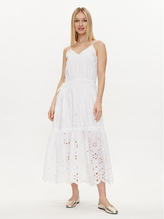 Pepe Jeans Sukienka letnia Dusana PL953480 Biały Regular Fit