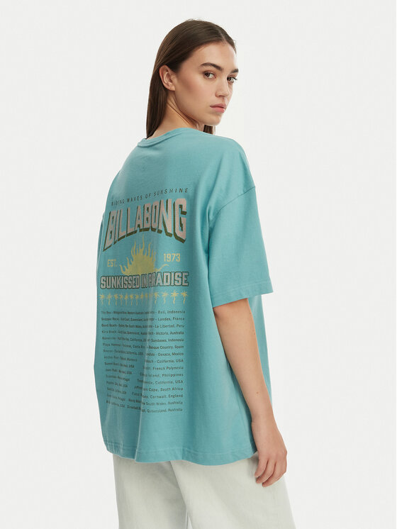 Billabong T-Shirt Reach For Sunshine EBJZT00478 Turkusowy Loose Fit