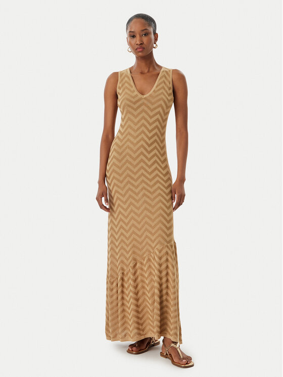 LOLA CASADEMUNT Sukienka dzianinowa MS2616040 Beżowy Slim Fit