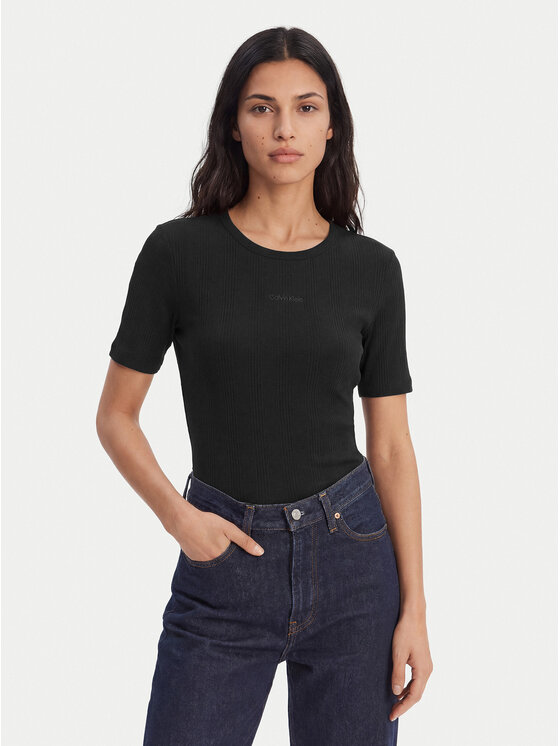 Calvin Klein T-Shirt Varigated LV044F211G Czarny Slim Fit
