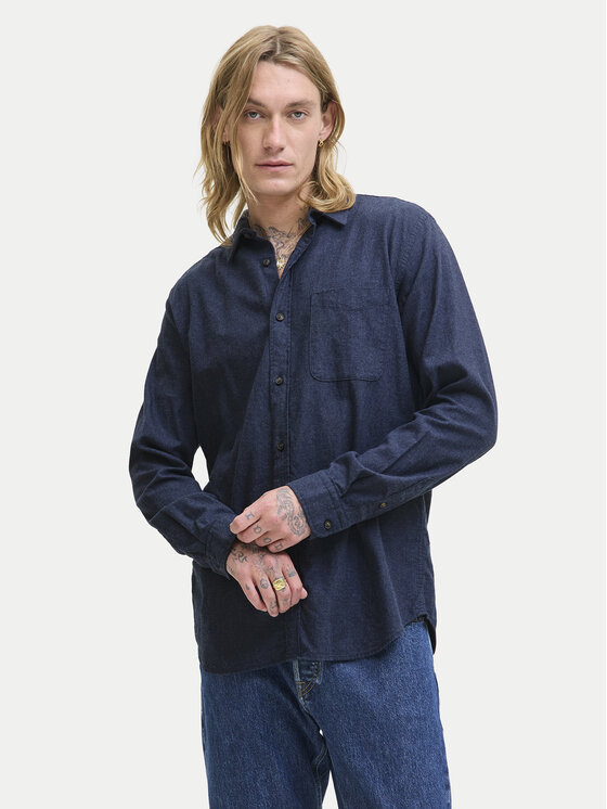 Jack & Jones Koszula Classic Melange 12278416 Granatowy Regular Fit