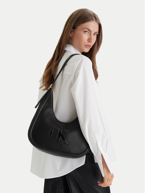 Calvin Klein Torebka Bold Ck Crescent Bag LV04F3427G Czarny