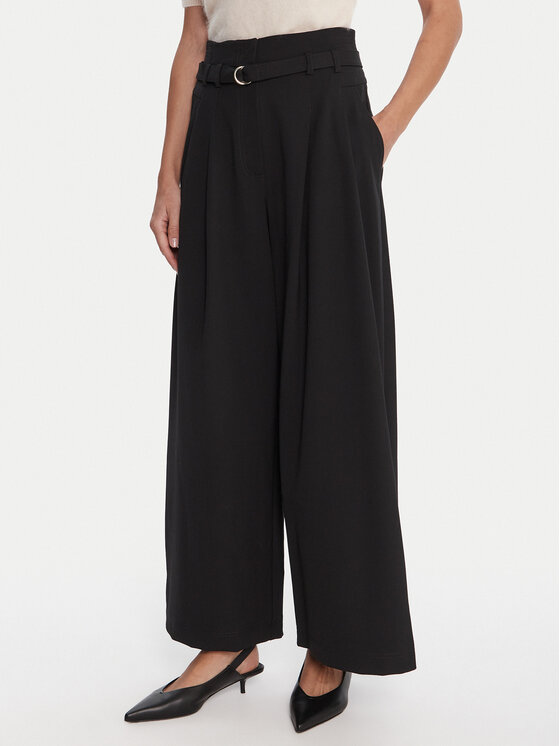 Marella Spodnie palazzo Bondeno 2523136011 Czarny Relaxed Fit