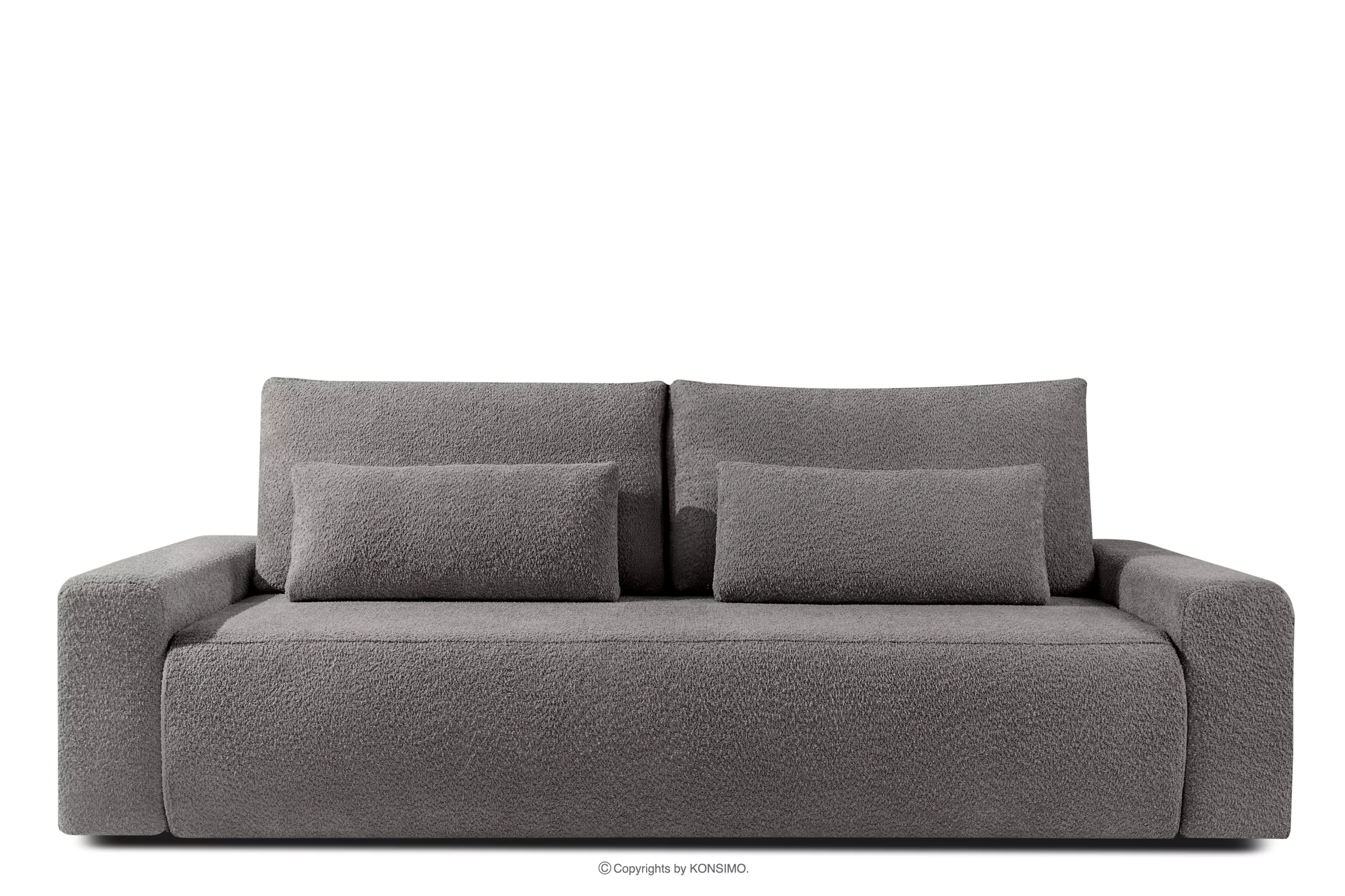 Sofa trzyosobowa z poduszkami rozkładana tkanina boucle ciemny szary MOLLIS
