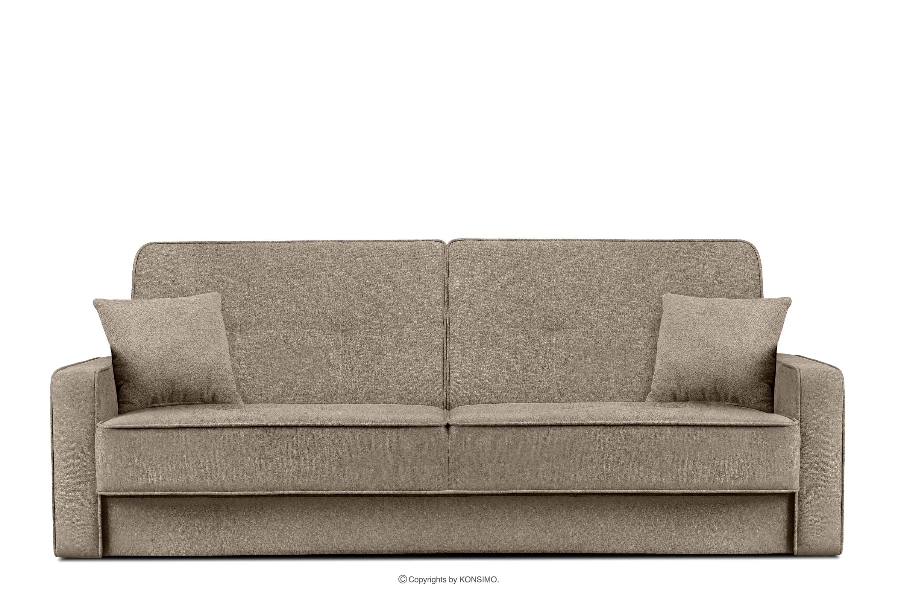 Rozkładana sofa do salonu w tkaninie plecionej jasnobrązowa ORIO