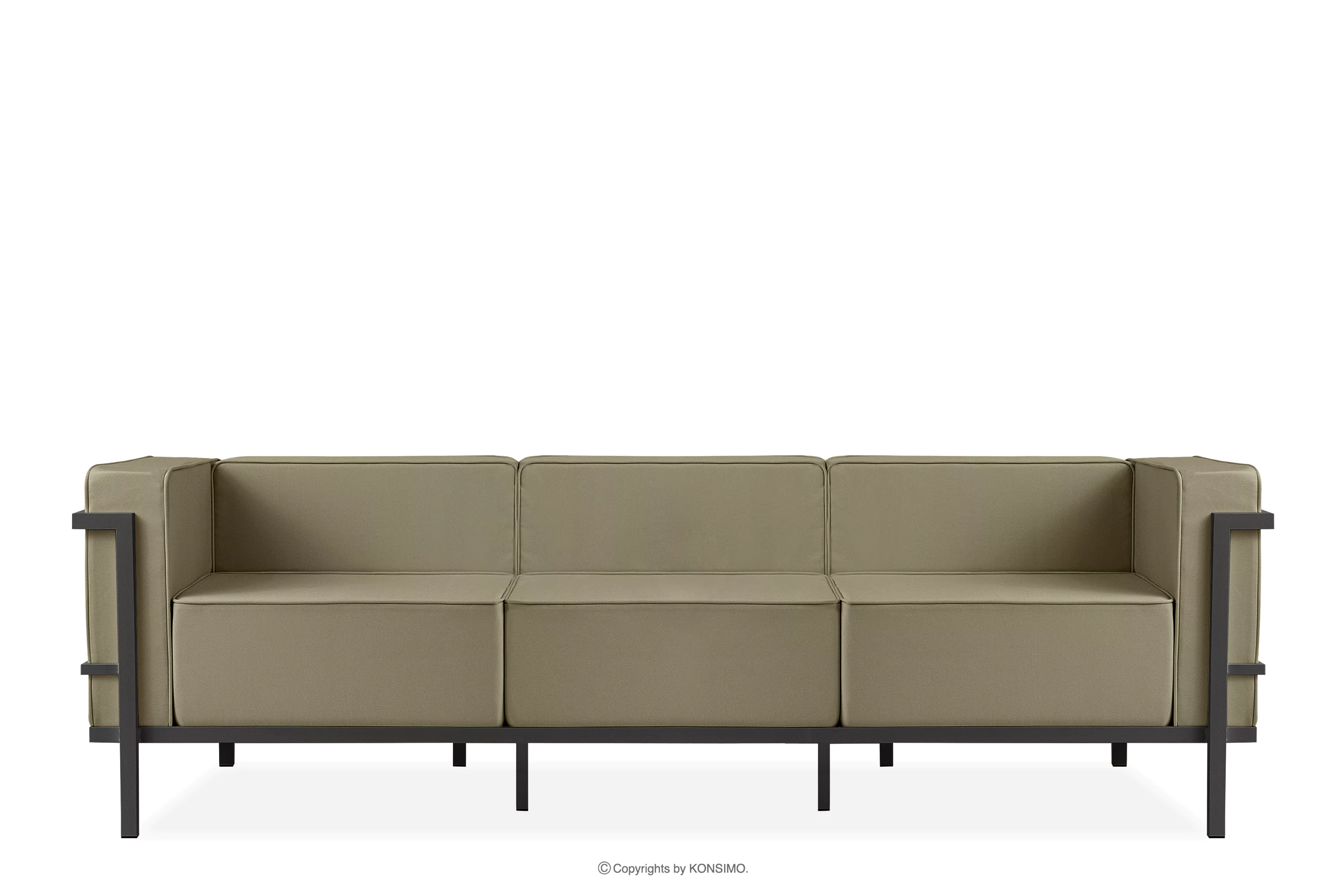 Nowoczesna sofa ogrodowa 3 na metalowych nóżkach ciemny szary/beżowy TRIGLO