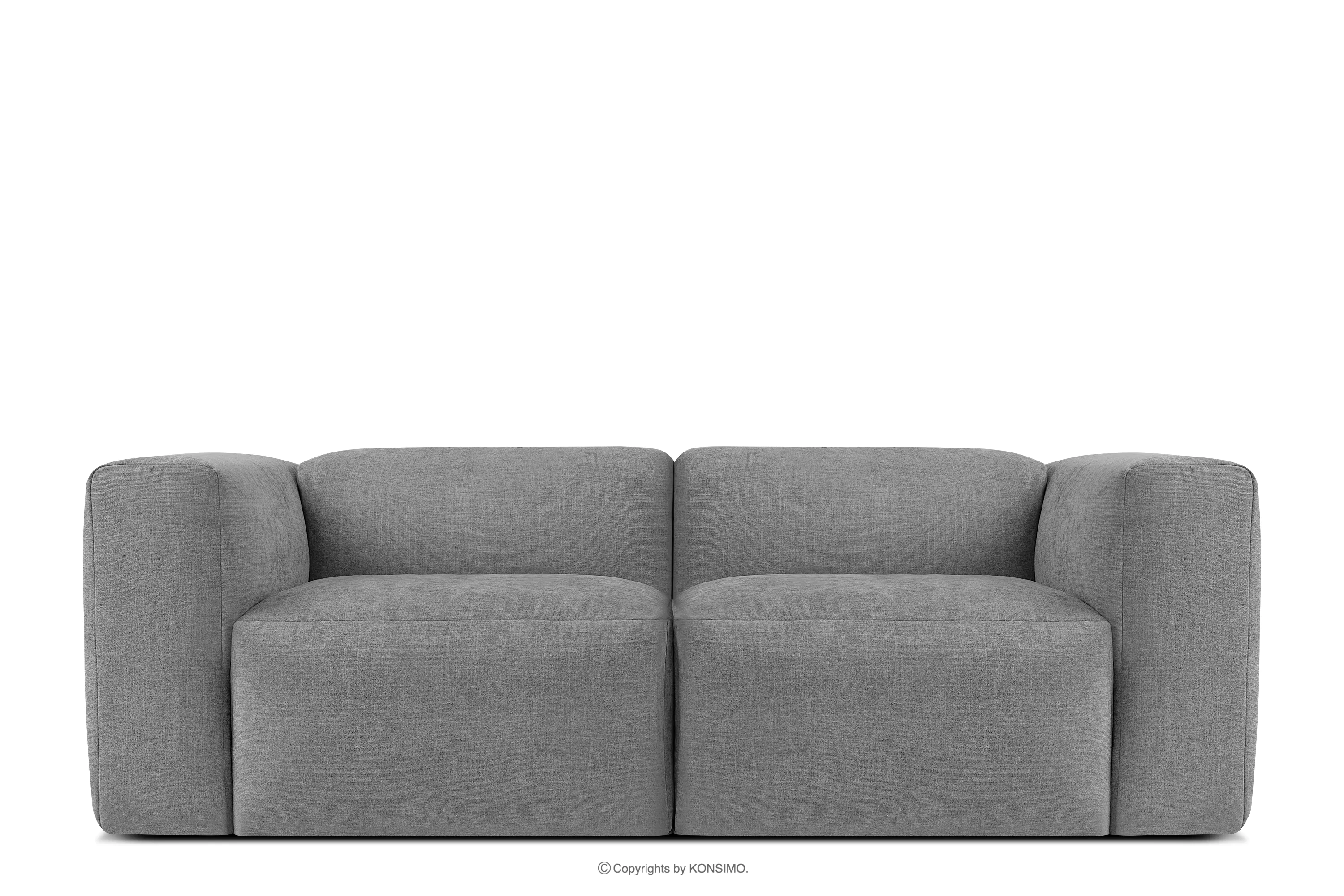 Sofa boho modułowa dwuosobowa w tkaninie plecionej jasny popielaty BUFFO