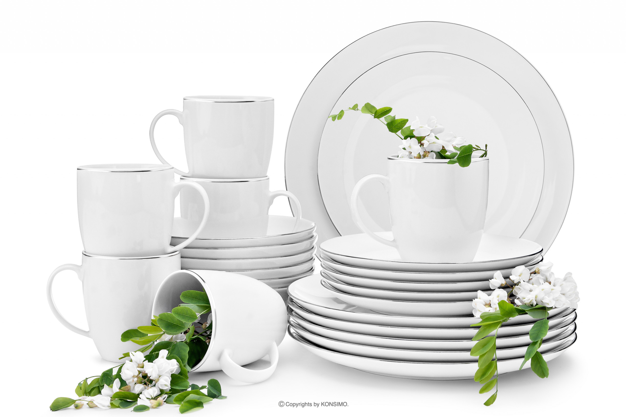 Zestaw obiadowo kawowy dla 6 osób porcelana Platynowa Linia (24el.) BOSS PLATYNOWA LINIA