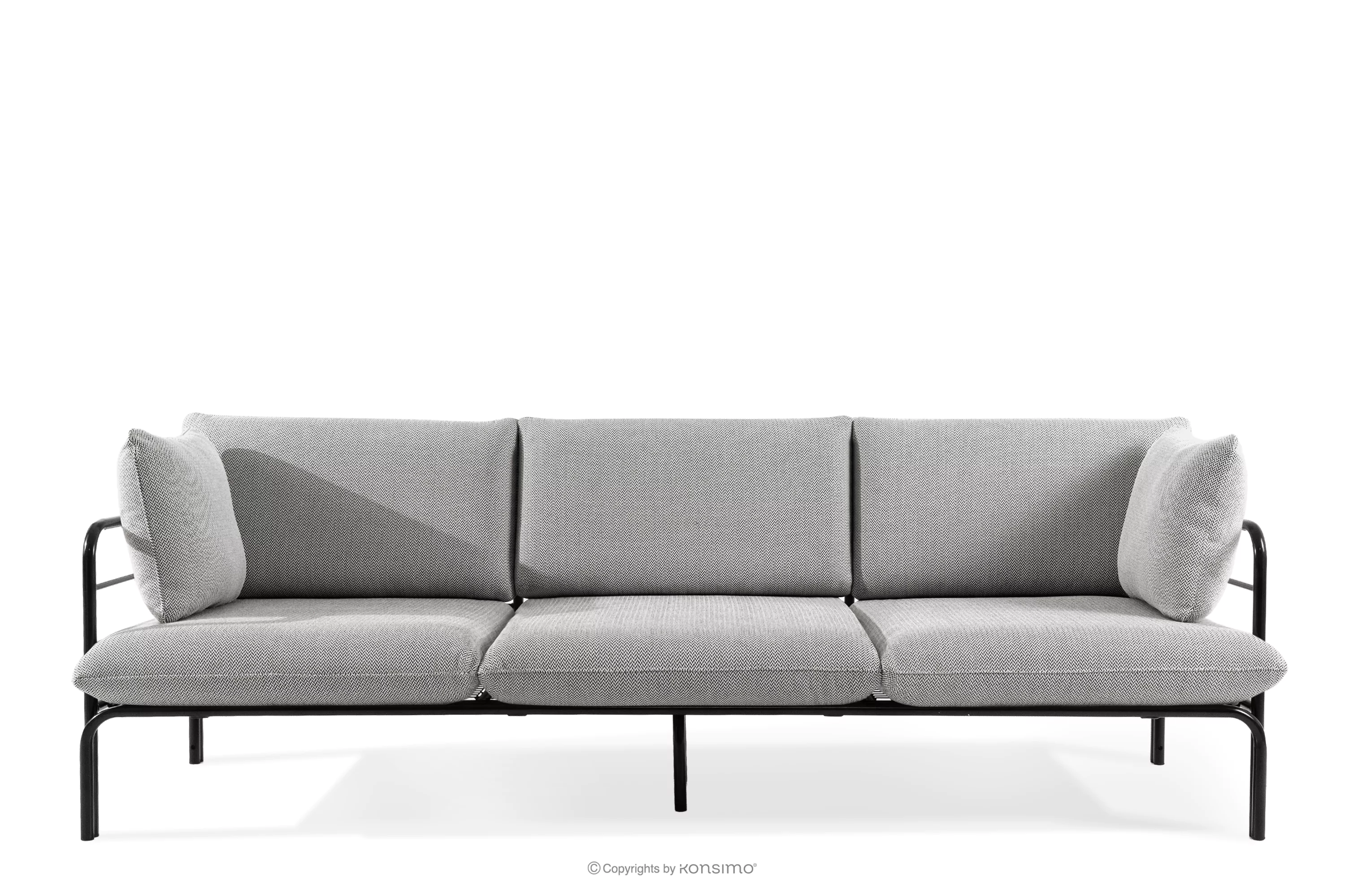 Loftowa sofa ogrodowa 3 na metalowych nogach antracytowy/ciemny szary/biały RAMBE