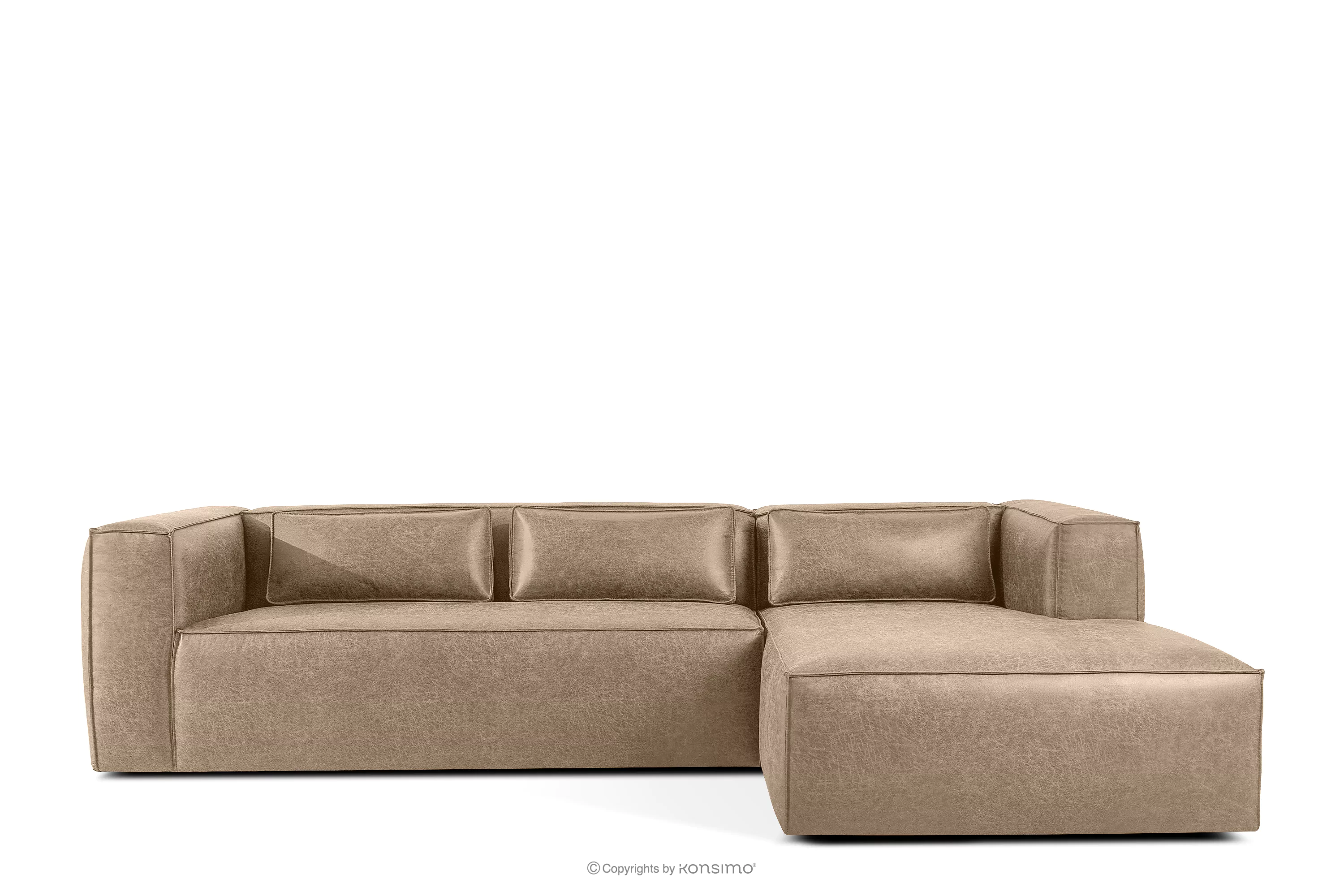 Narożnik w stylu loft tkanina skóropodobna beżowy prawy FEROX