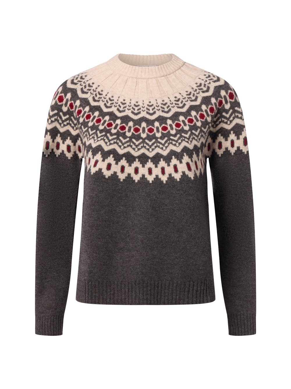Marie Lund Damski sweter z dzianiny z zawartością merynosów Kobiety Wełna merino szary|beżowy, XS