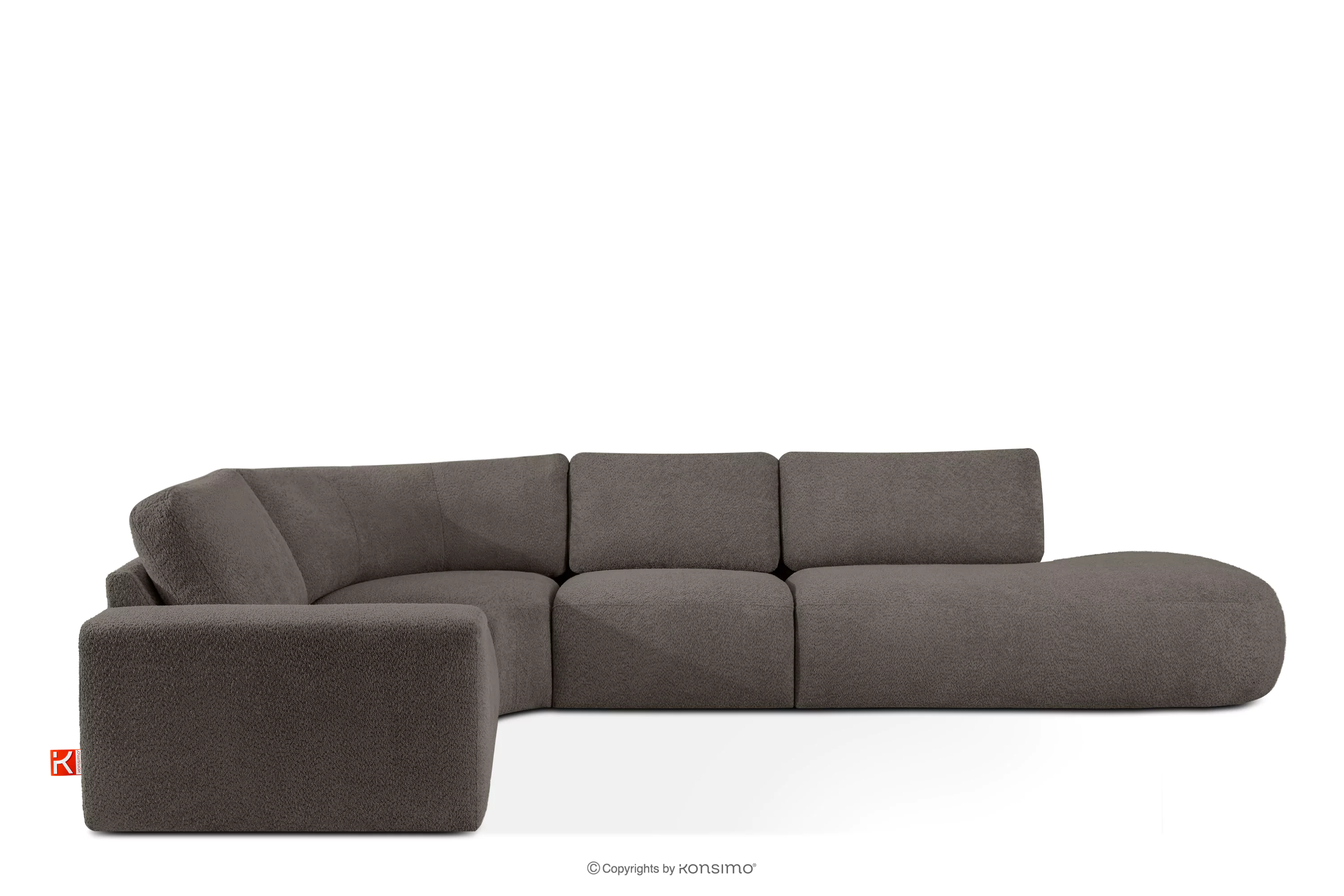 Nrożnik modułowy w organicznym kształcie tkanina boucle prawy ciemny brązowy ZUCCO