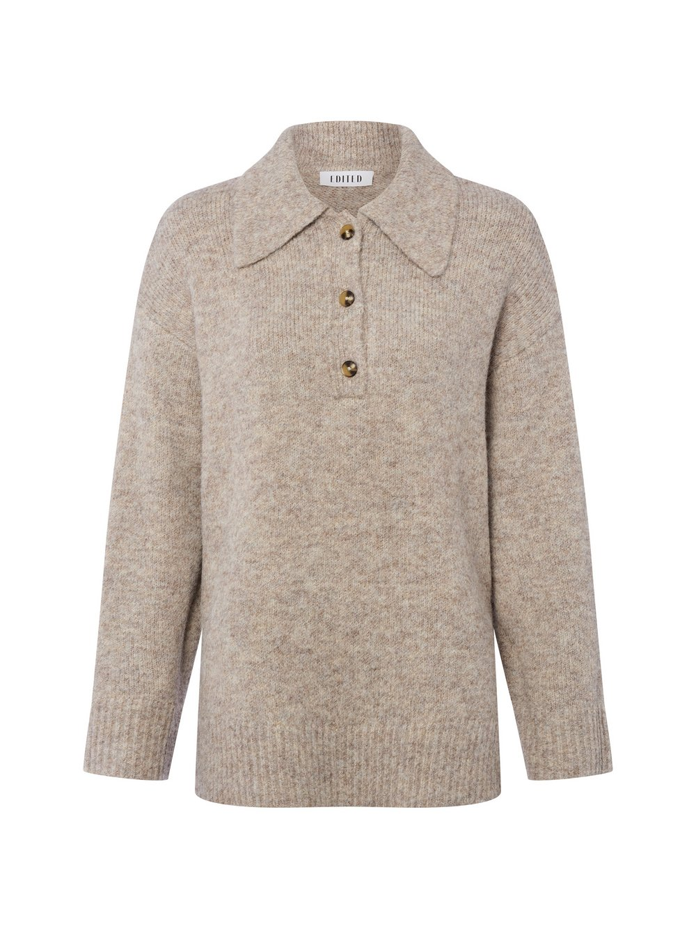 EDITED Damski sweter z dzianiny z zawartością wełny - Laiani Jumper Kobiety Sztuczne włókno brązowy, 38