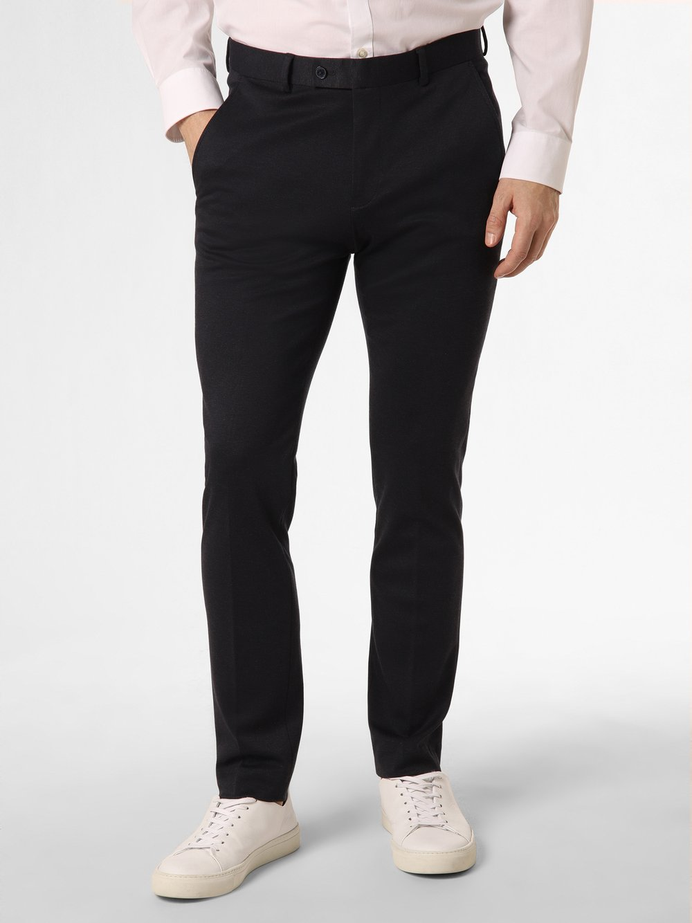 Finshley & Harding London Męskie spodnie od garnituru modułowego Mężczyźni Slim Fit niebieski, 90